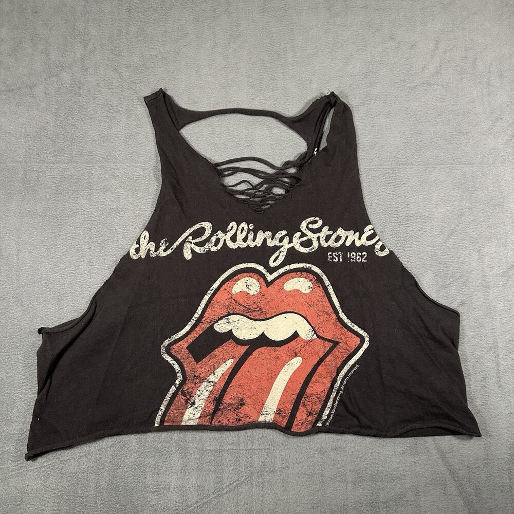 The Rolling Stones x Forever 21 Weaved Shirt Size Large Tongue Logo Tour Dates